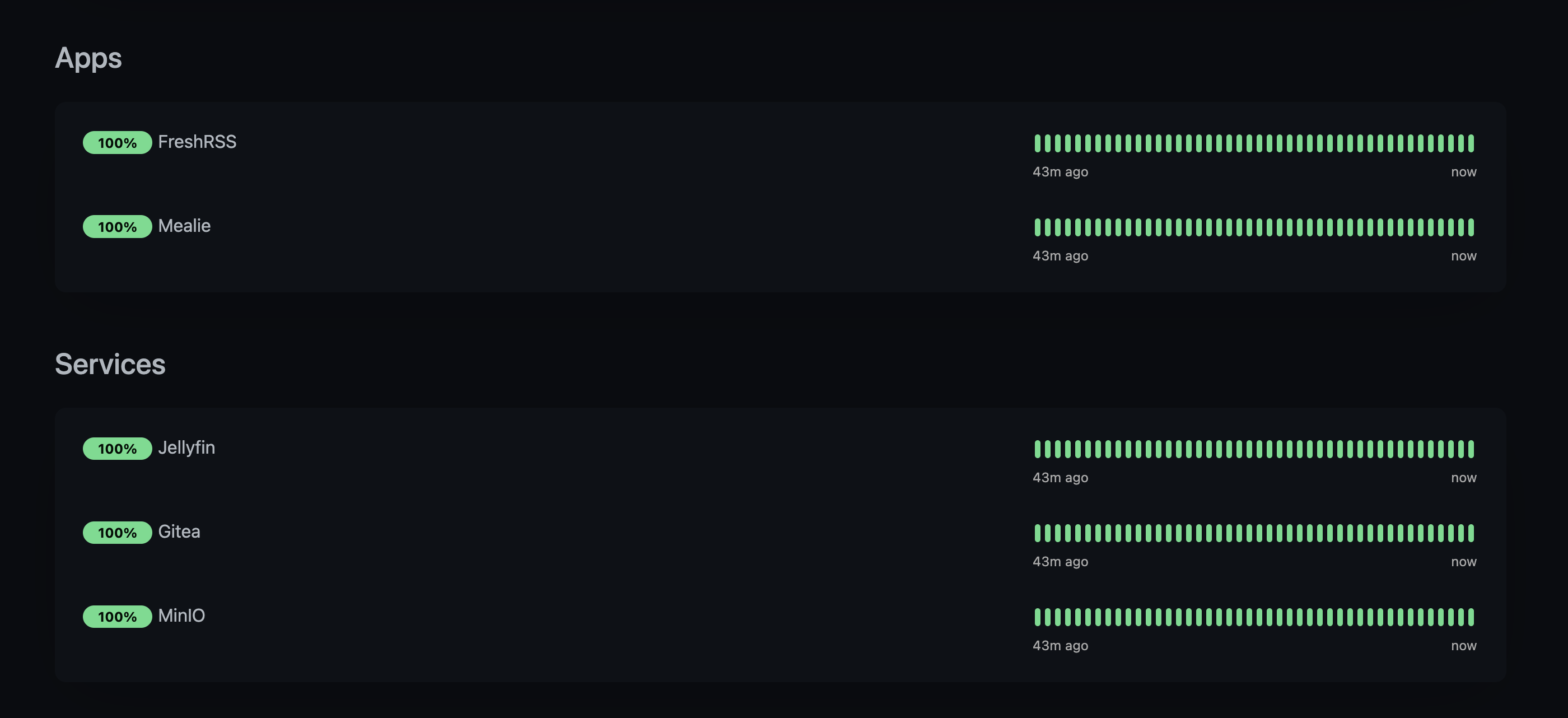 screenshot of Uptime Kuma status page