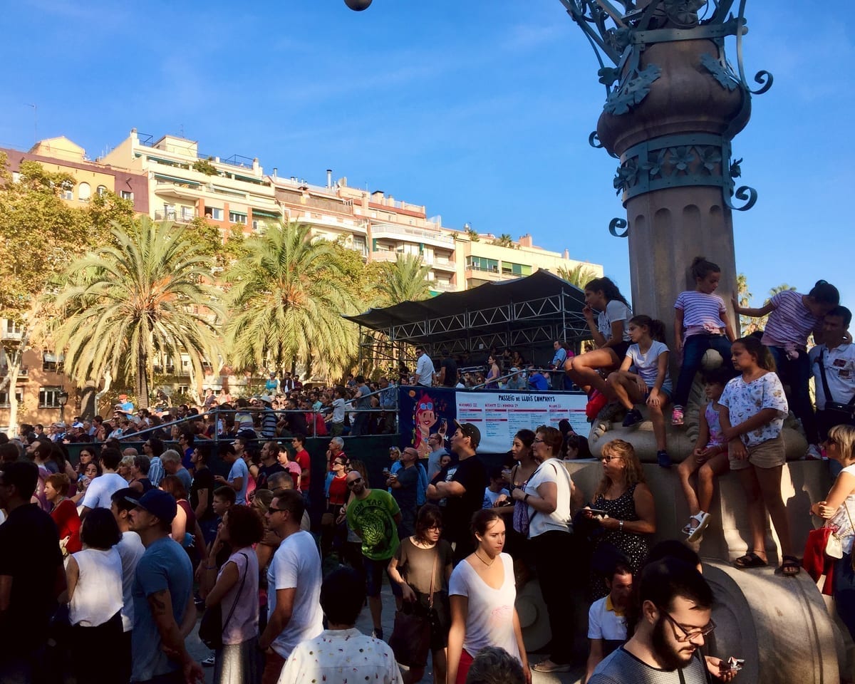 Outdoor music performance during the La Mercè festival in Barcelona