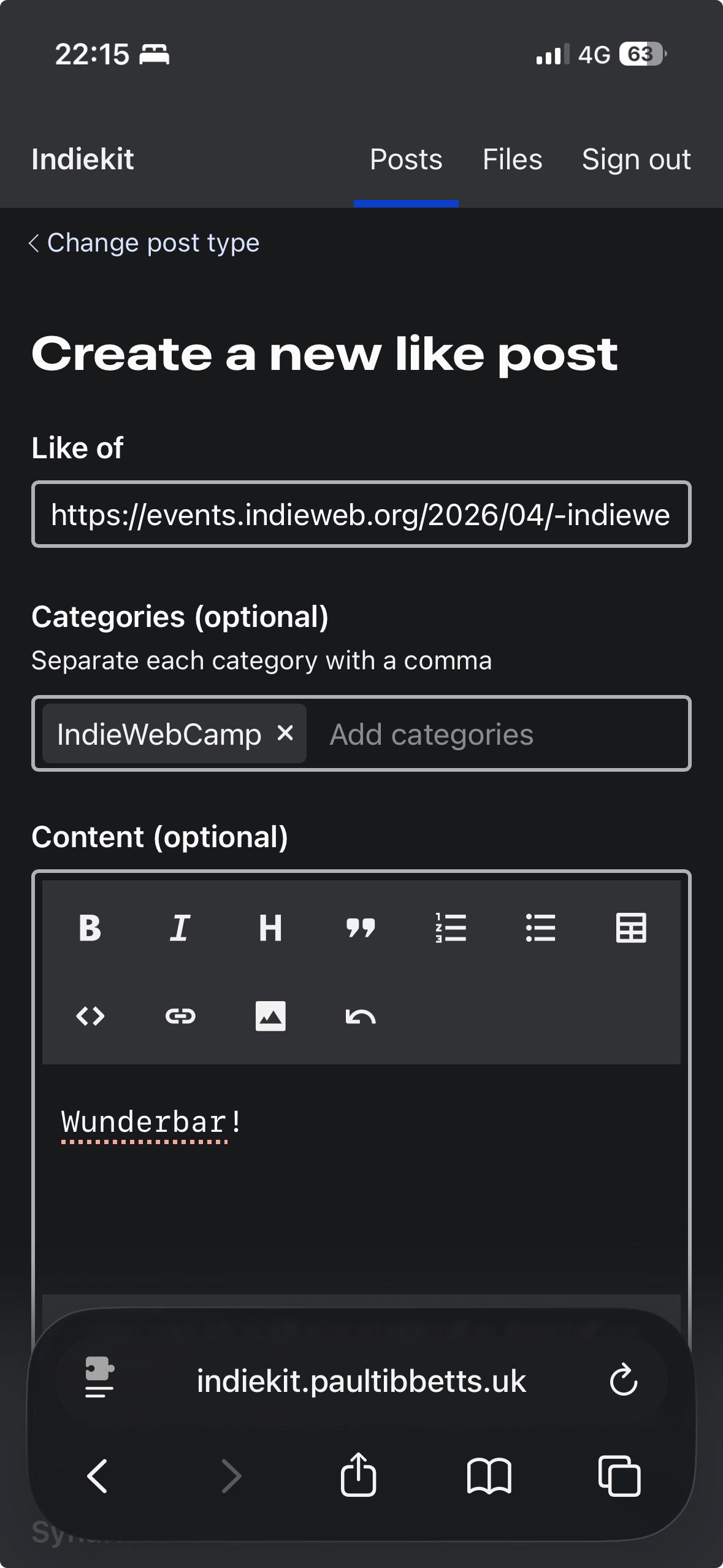IndieKit mobile interface