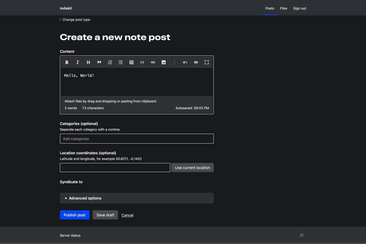 IndieKit user interface